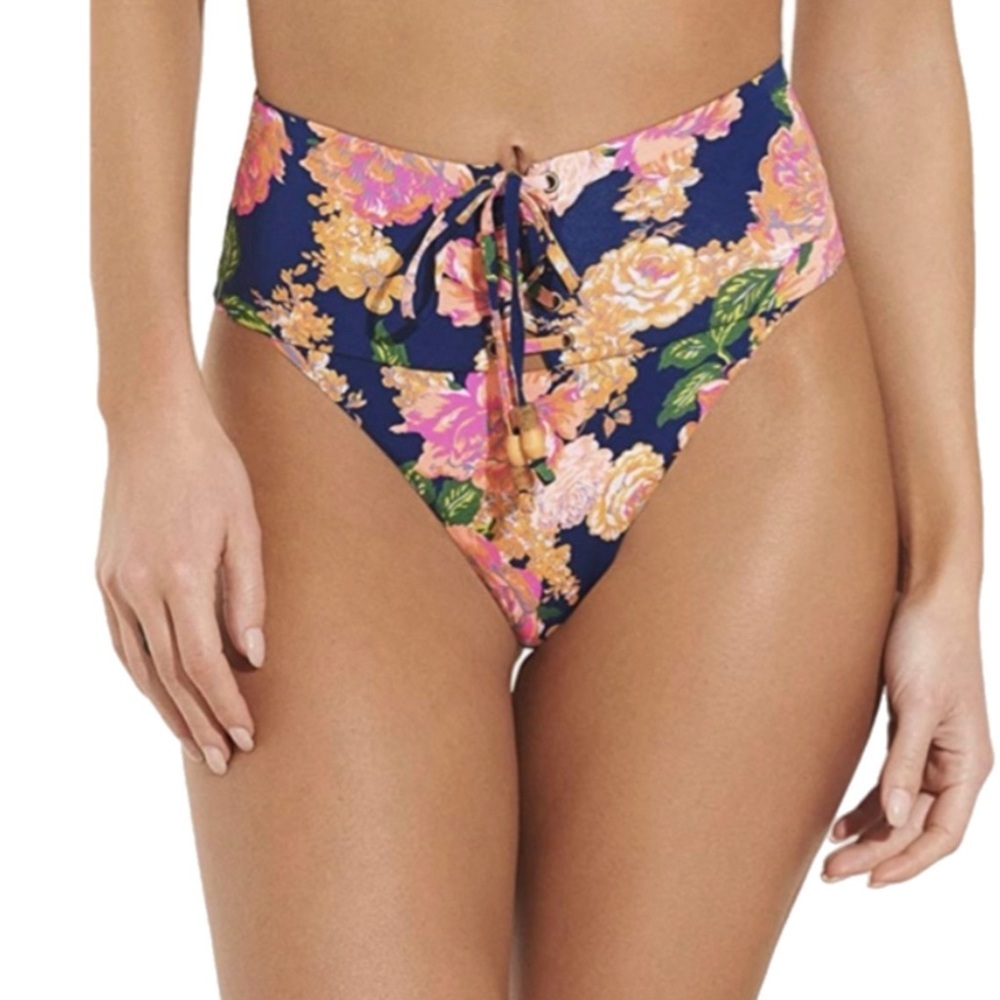Maaji Applause Reversible High Rise Floral Bikini‎ Bottoms S